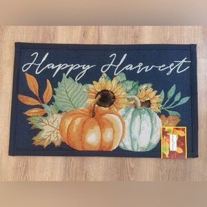NWT Happy Harvest Navy Blue Pumpkins Sunflowers  Accent Rug
18" x 30"